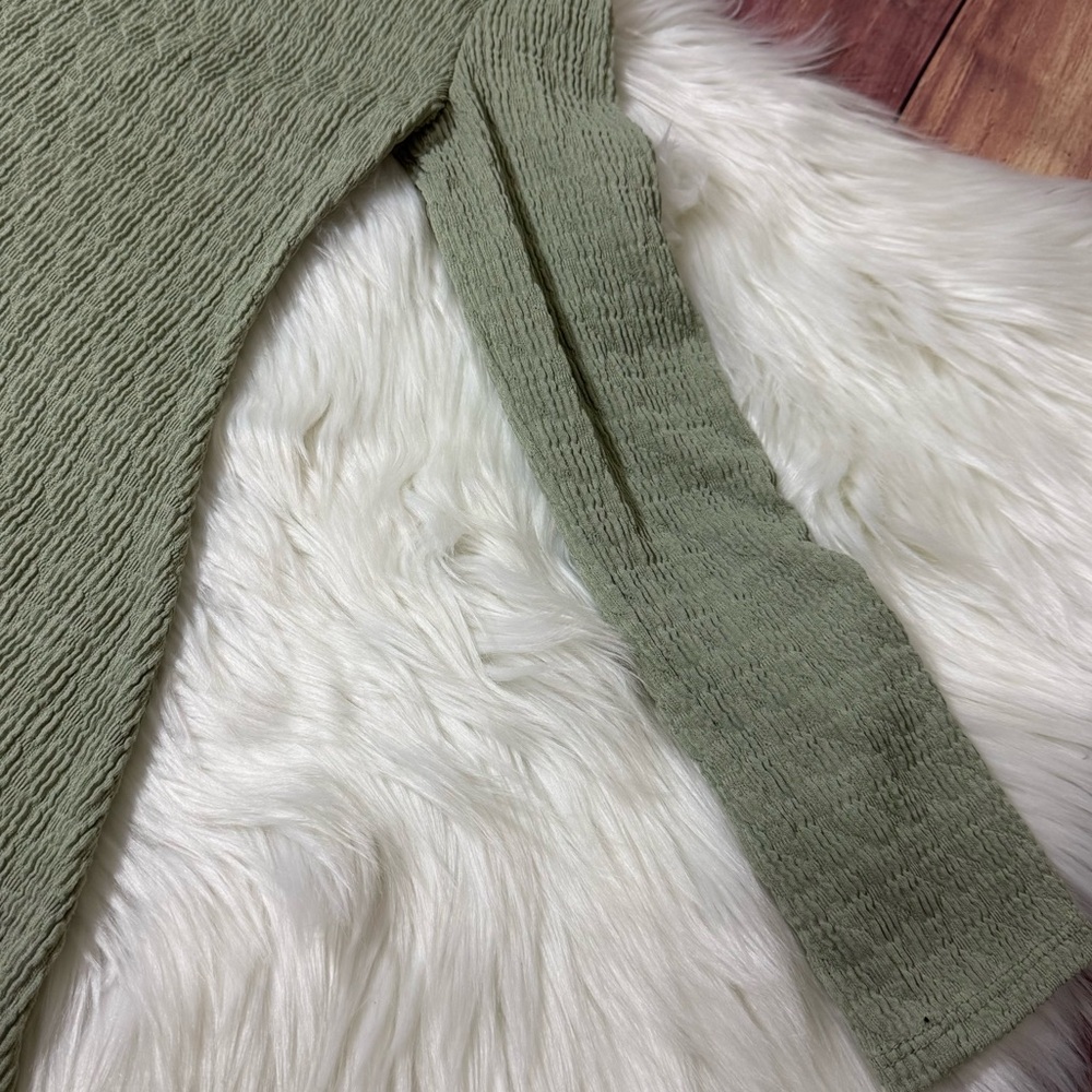 Art Class Sage Green Ribbed Long Sleeve Square Neck Dress| Girls Size S (6/7) - Picture 10 of 14